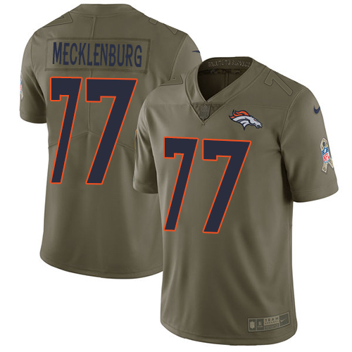 Nike Broncos #77 Karl Mecklenburg Olive Men's Stitched NFL Limited Salute to Service Jersey - Click Image to Close